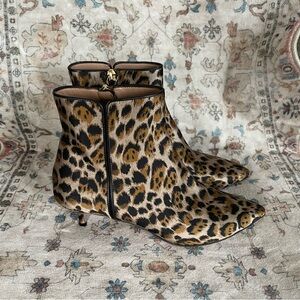 Aquazzura Animal Print Kitten Heel Ankle Boots